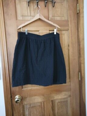 Talbots Navy Cotton Embridered Pull On Skirt Size Petite Large